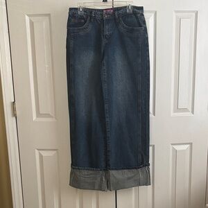 Edikted Dark Blue Wide Leg Jeans